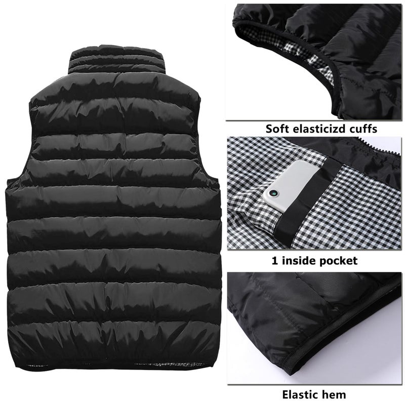 Vcansion Men's Outdoor Casual Stand Collar Vest Padded Jacket Coat Vest Blue XL - Image 3